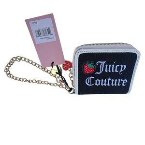 Juicy Couture Black and White Sweet Square Coin Wallet with Gold Chain
